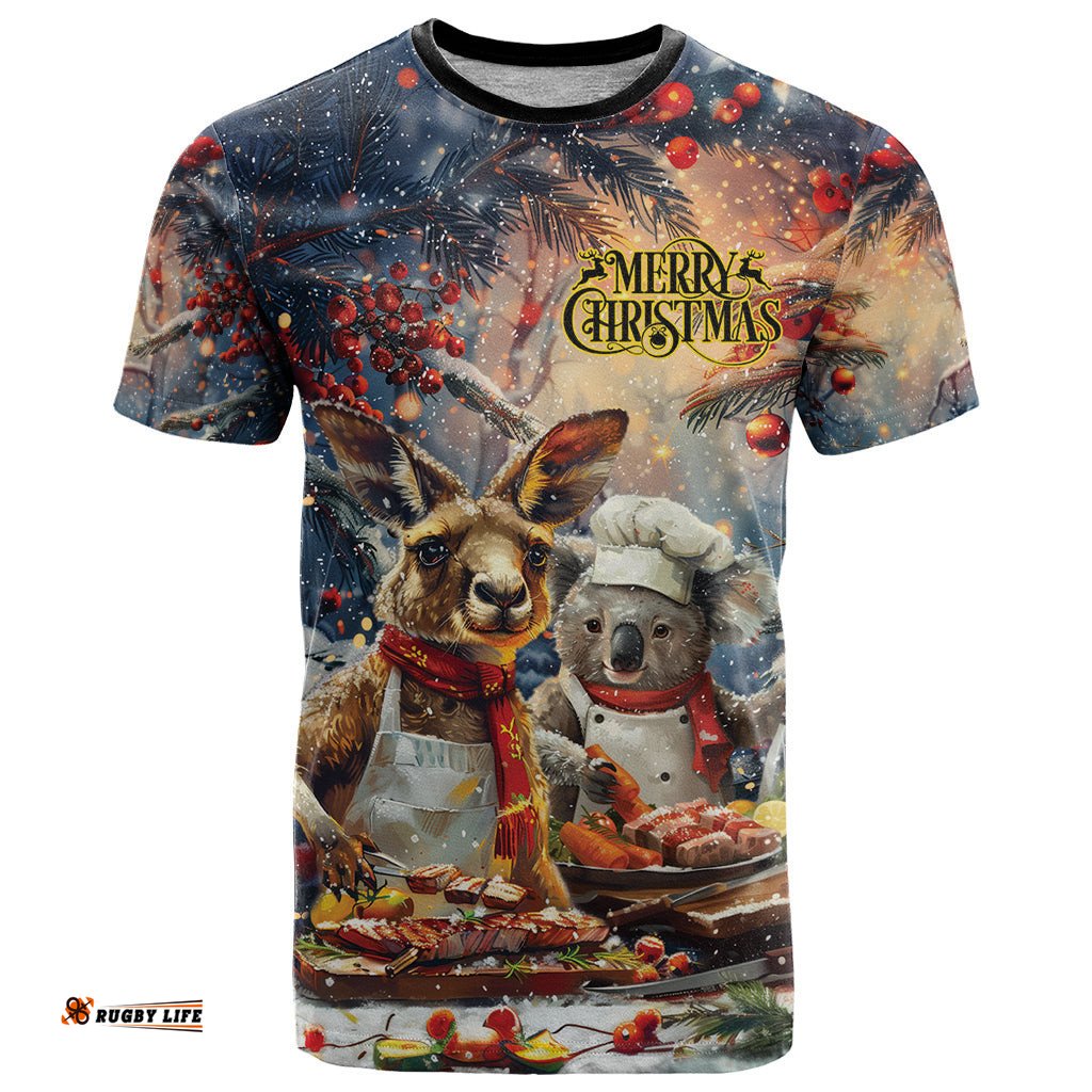 personalised aussie christmas kangaroo and koala t shirt