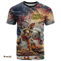 personalised aussie christmas kangaroo and koala t shirt