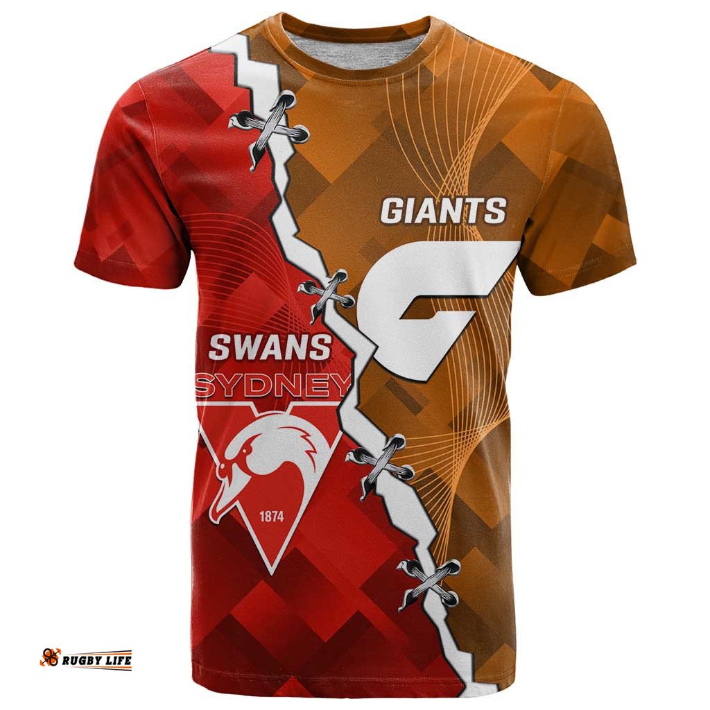 personalised giants and swans football t shirt dynamic style