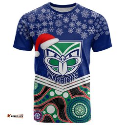 custom warriors rugby christmas t shirt merry xmas 2023 mix aboriginal art