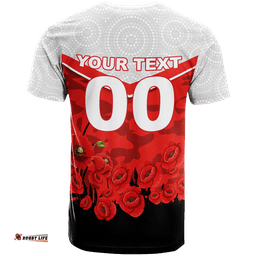 custom personalised dragons anzac day t shirt indigenous art
