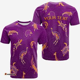 custom personalised aboriginal art t shirt animals australia version purple