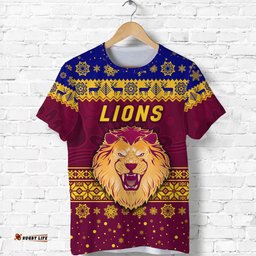 custom personalised brisbane lions t shirt christmas simple style