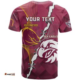 personalised broncos and eagles rugby t shirt sporty version