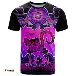 personalised australia leo lizard zodiac t shirt auz astrology aboriginal magenta