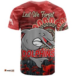 nrl anzac redcliffe dolphins poppy flowers t shirt