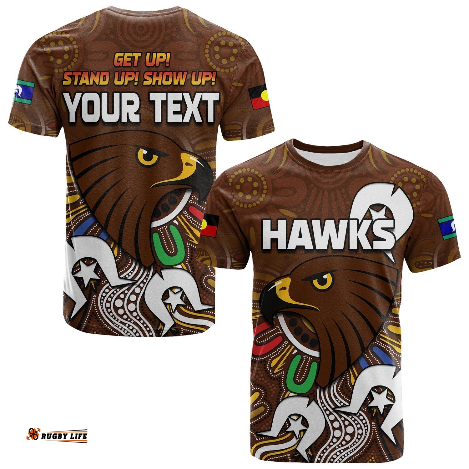 custom personalised hawks naidoc week t shirt hawthorn football aboriginal