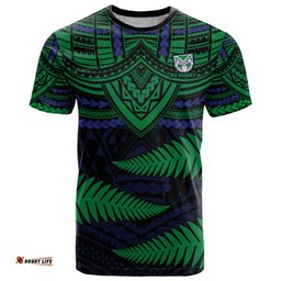custom warriors rugby t shirt aotearoa fern polynesian pattern