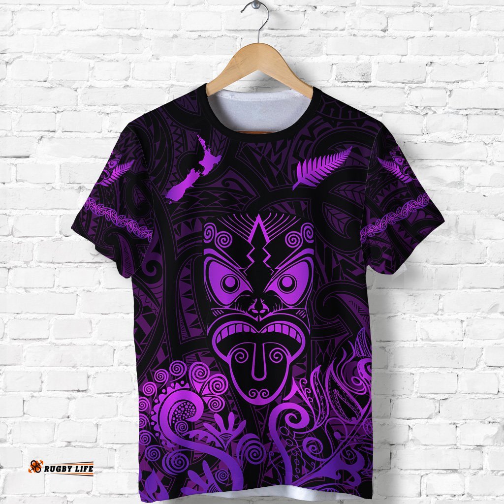 maori aotearoa rugby haka t shirt new zealand silver fern purple