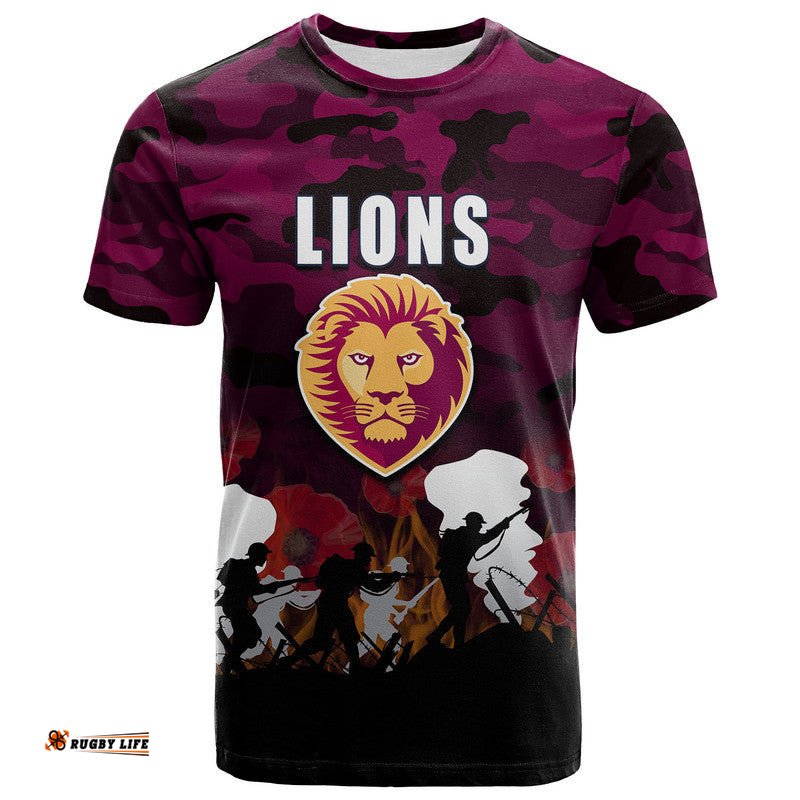custom personalised afl anzac day t shirt lions army style