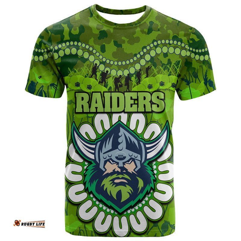 custom personalised raiders rugby anzac t shirt camouflage poppy