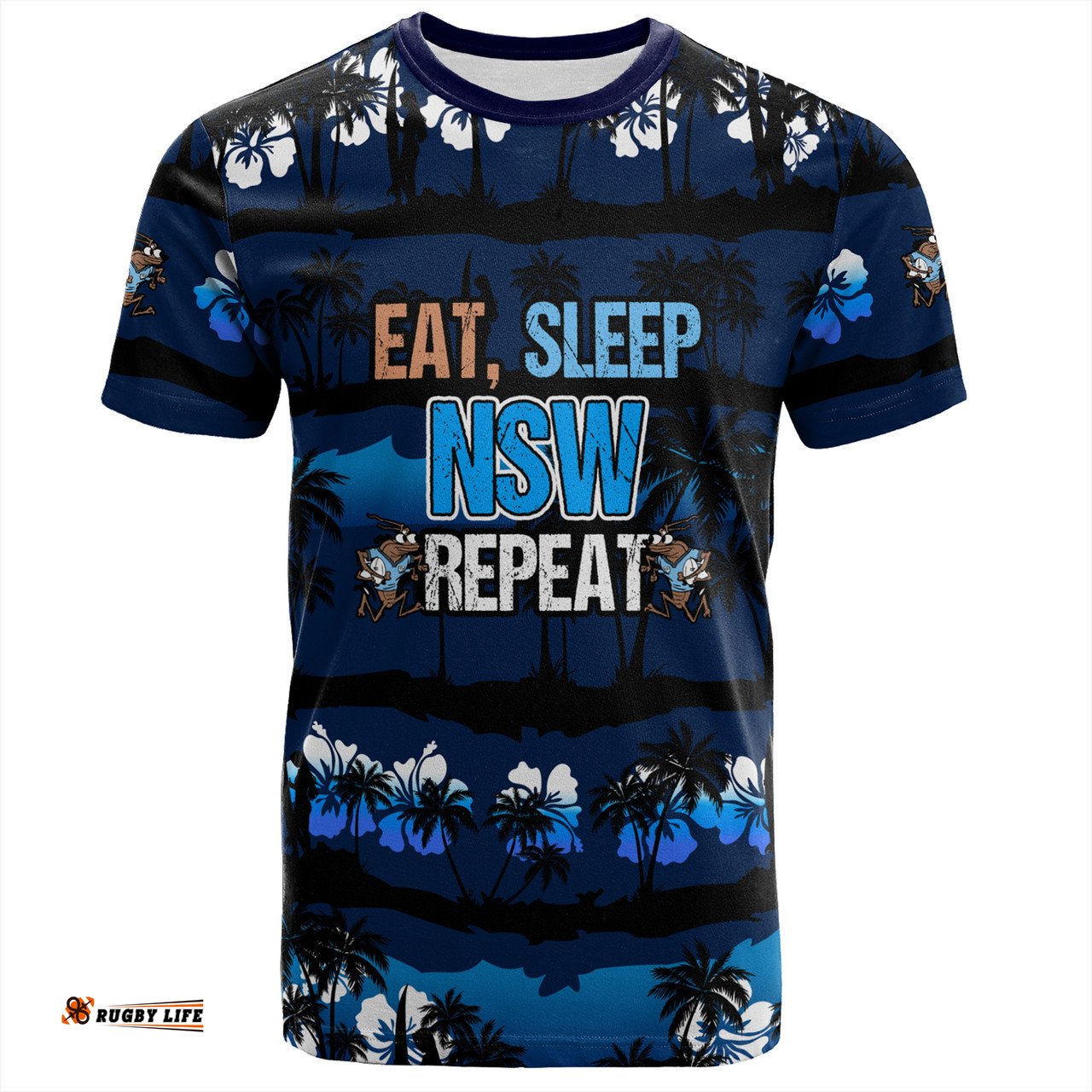 Amazing Aussie Cockroach Sport T-Shirt - Eat Sleep Repeat With Tropical Patterns