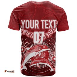 personalised dolphins rugby t shirt aboriginal boomerang artsy style
