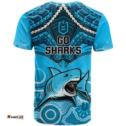 sharks rugby t shirt go sharkies aboriginal mix polynesian pattern