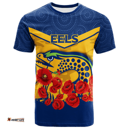 custom personalised eels anzac day t shirt indigenous art