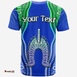 custom personalised torres strait islands t shirt the dhari mix aboriginal turtle version blue