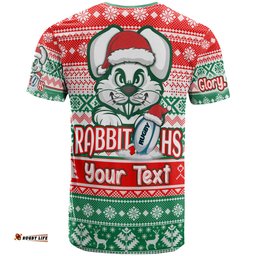 Amazing Aussie South Sydney Rabbitohs T-shirt - Custom Rabbitohs Glory, Glory! Knitted Christmas T-shirt