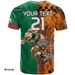 custom wests tigers and rabbitohs rugby t shirt sporty style
