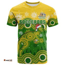 custom personalised australia soccer christmas t shirt socceroos indigenous kangaroo