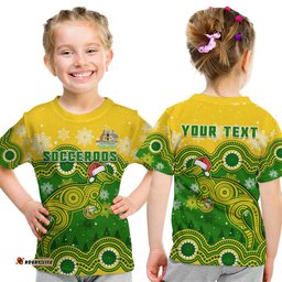 custom personalised australia soccer christmas t shirt socceroos indigenous kangaroo