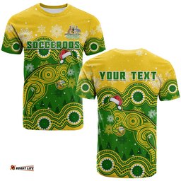 custom personalised australia soccer christmas t shirt socceroos indigenous kangaroo