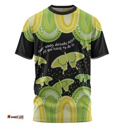 Amazing Aussie Australia T-Shirt - Aboriginal Green Butterflies Art Inspired
