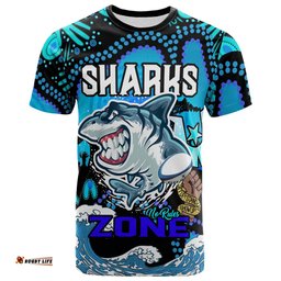 Amazing Aussie Cronulla-Sutherland Sharks T-shirt - Custom Naidoc Cronulla-Sutherland Sharks No Rules Zone Ball Torres Strait with Aboriginal Inspired Culture