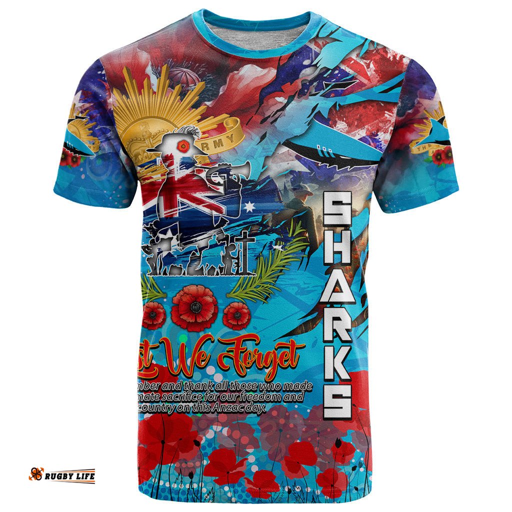 personalised australia rugby sharks anzac t shirt cronulla sutherland scratch style dt02