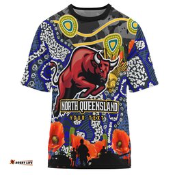 Amazing Aussie North Queensland Cowboys Custom T-shirt - Anzac Day North Queensland Cowboys Aboriginal Inspired Culture T-shirt