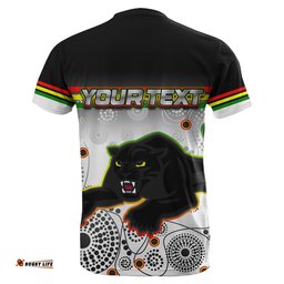 custom personalised panthers t shirt aboriginal patterns white