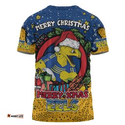 Amazing Aussie Parramatta Eels Christmas Custom T-shirt - Merry Christmas Our Beloved Team With Aboriginal Dot Art Pattern T-shirt