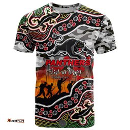 custom personalised anzac day nrl panthers t shirt aboriginal lizard patterns