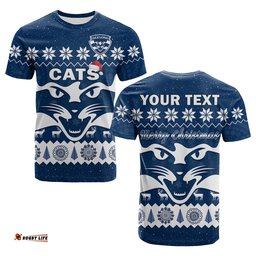 custom personalised cats football christmas t shirt geelong aboriginal painting