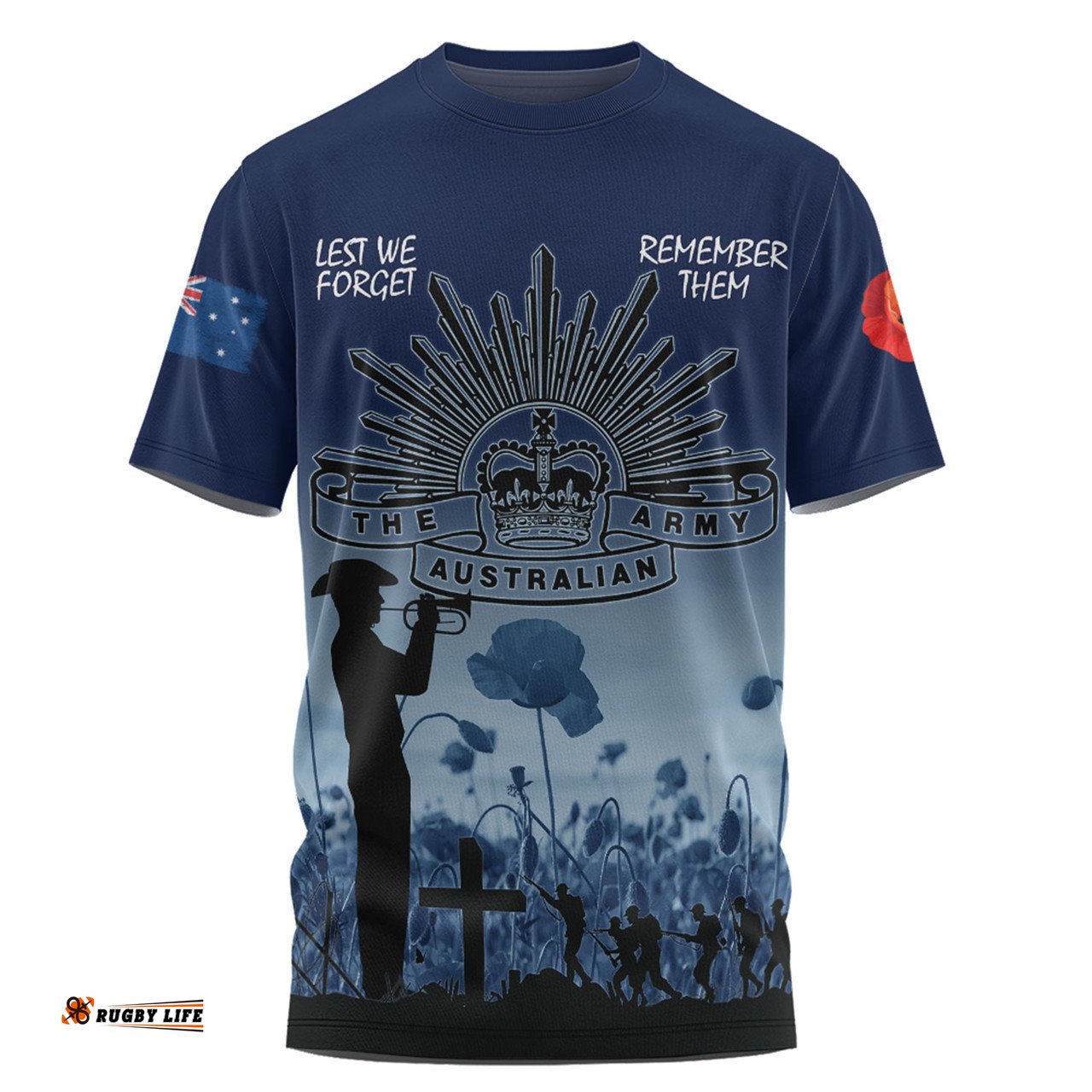 Amazing Aussie Australia Anzac Day T-shirt - Lest We Forget Blue T-shirt