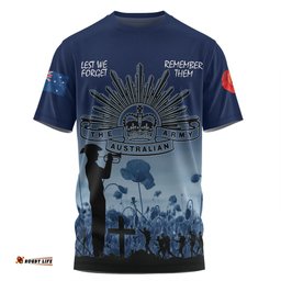 Amazing Aussie Australia Anzac Day T-shirt - Lest We Forget Blue T-shirt