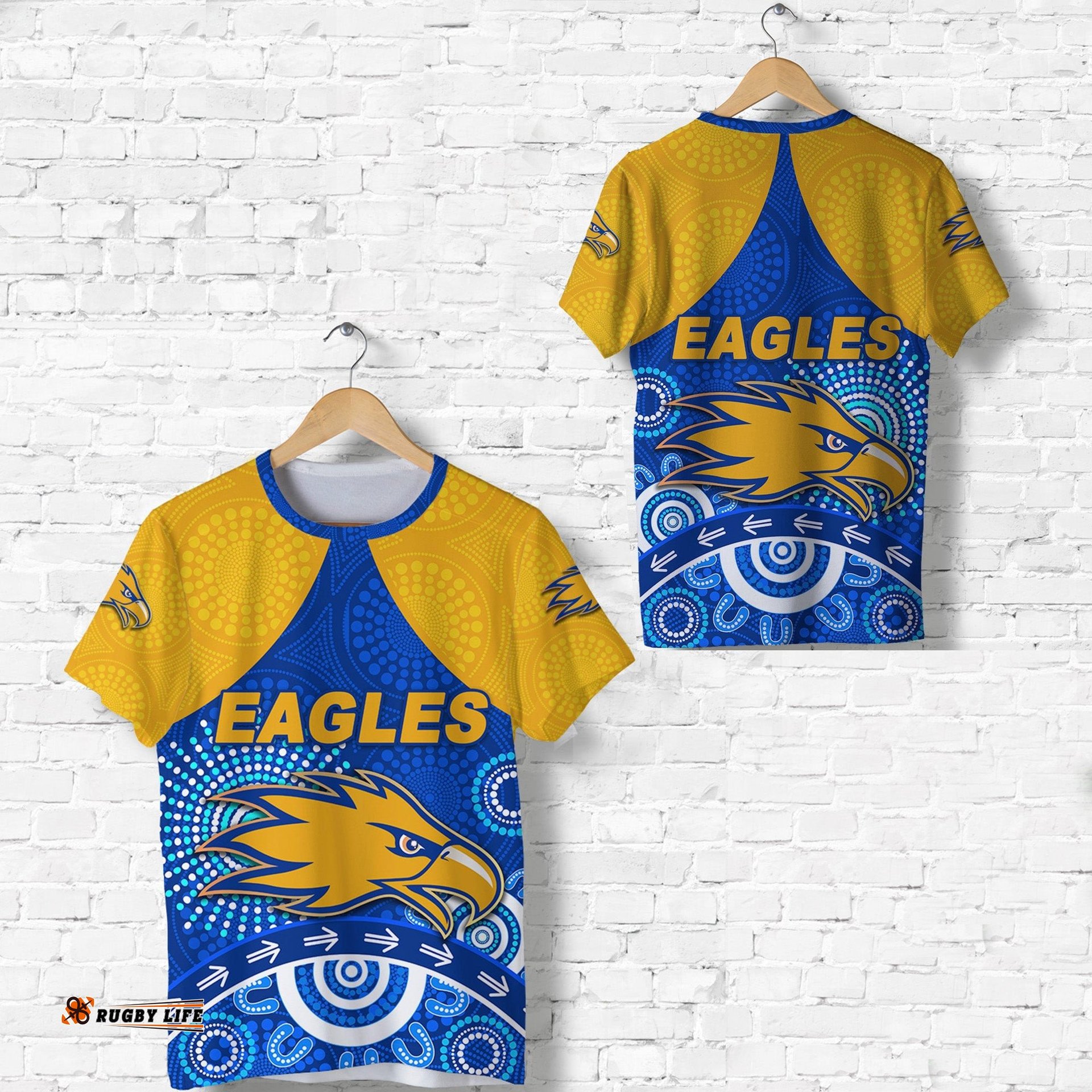 west coast eagles t shirt indigenous version blue