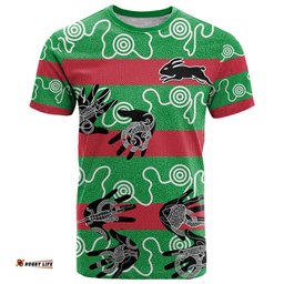 custom text and number rabbitohs rugby premiers t shirt go the bunnies aboriginal dots