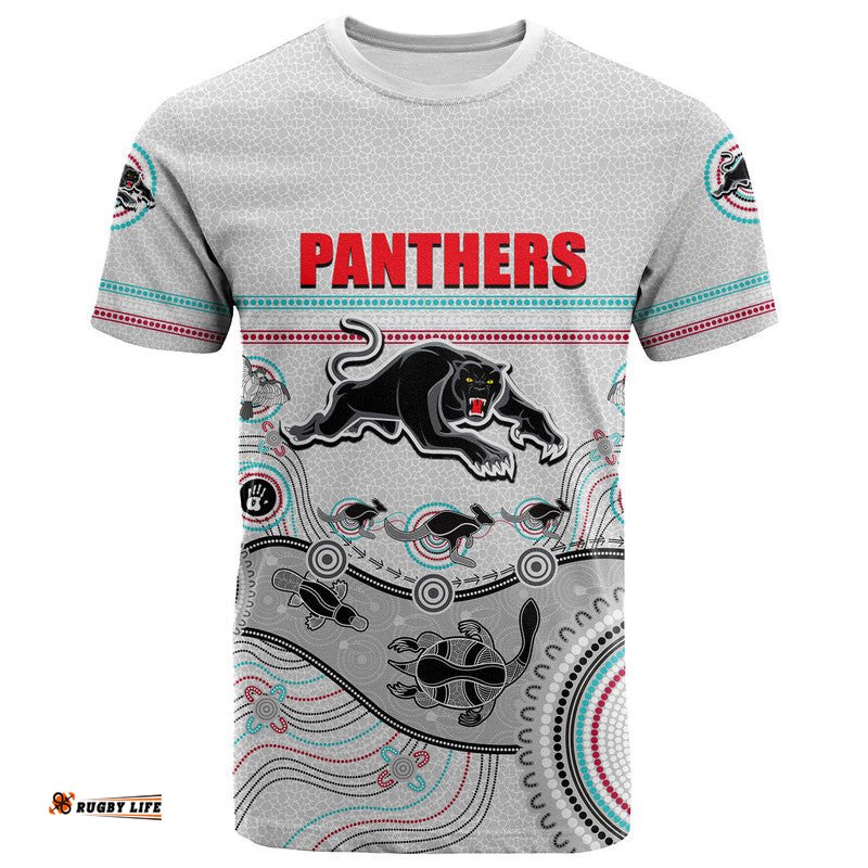 custom personalised panthers rugby t shirt aboriginal 2023 white style