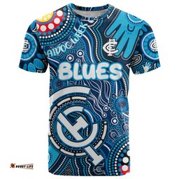 personalised naidoc week 2024 carlton blues t shirt australian aboriginal hand painting dt02