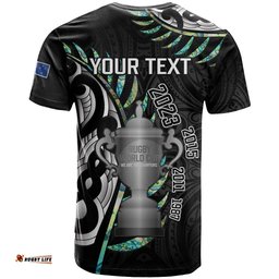 personalised new zealand silver fern rugby t shirt paua shell with champions trophy history nz forever