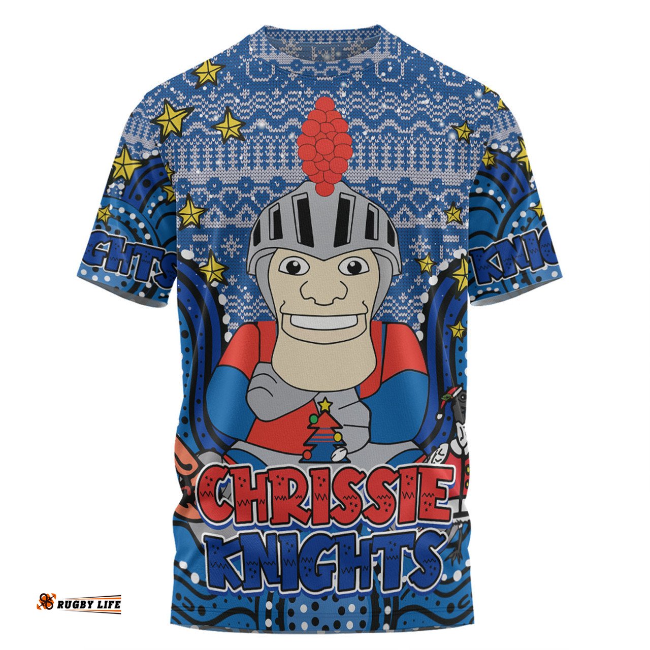 Amazing Aussie Newcastle Knights Christmas Custom T-shirt - Christmas Knit Patterns Vintage Jersey Ugly T-shirt