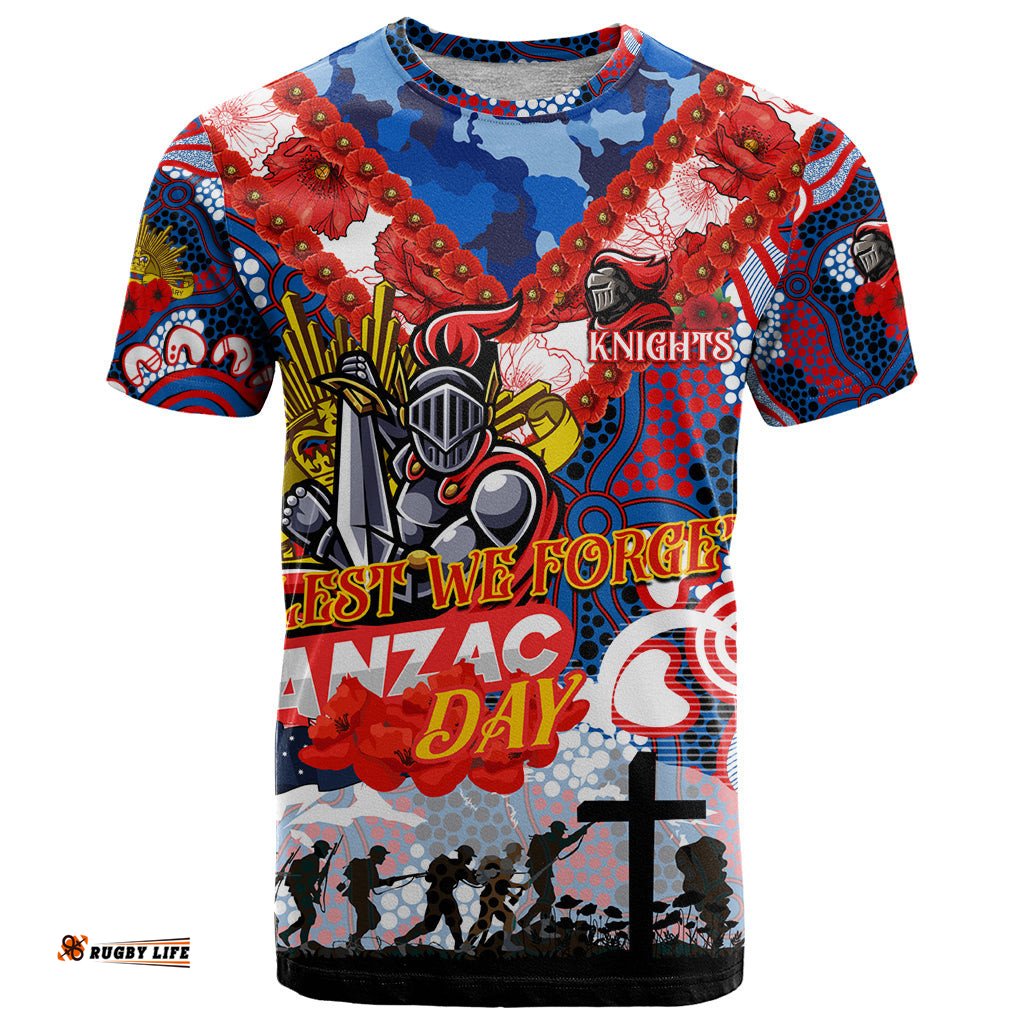 personalised knights anzac day t shirt aboriginal rising sun dt02