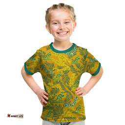 custom personalised wallabies rugby t shirt golden wattle aboriginal boomerang style hawaii