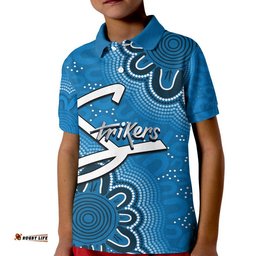 custom personalised and number strikers cricket t shirt aboriginal blue