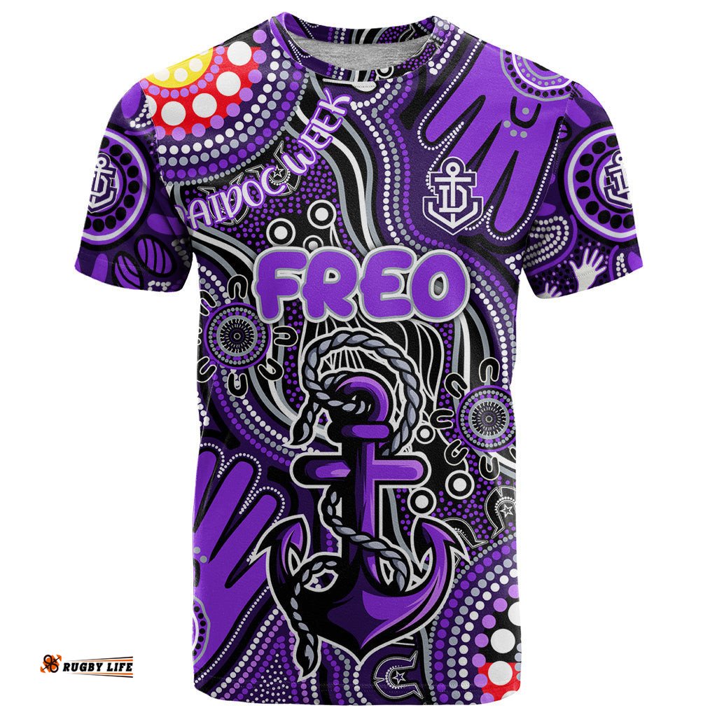 personalised naidoc week 2024 fremantle dockers freo t shirt australian aboriginal hand painting dt02