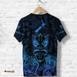maori aotearoa rugby haka t shirt new zealand silver fern blue