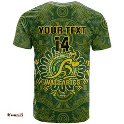 personalised australia rugby t shirt wallabies 2023 go champions indigenous art