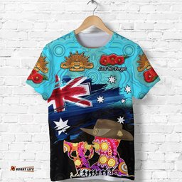 custom personalised australia aboriginal anzac t shirt remembrance vibes blue