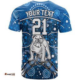 custom personalised bulldogs rugby t shirt boomerang indigenous dots