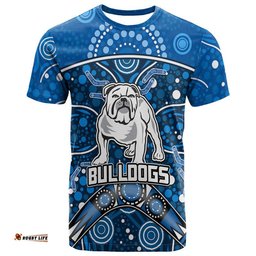 custom personalised bulldogs rugby t shirt boomerang indigenous dots